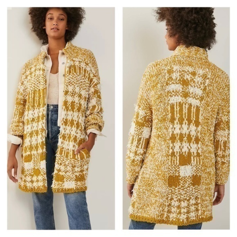 Anthropologie Shaina Sweater Coat | XS/Small | Chartreuse | Open Front